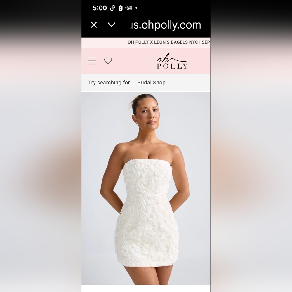 NWT Oh Polly White Strapless Rosette Mini Dress Size 0